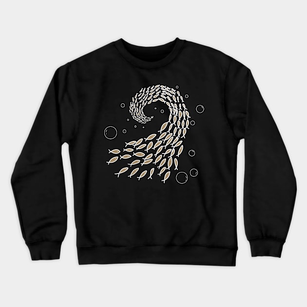 School of Fish - Brown Crewneck Sweatshirt by Design Fern